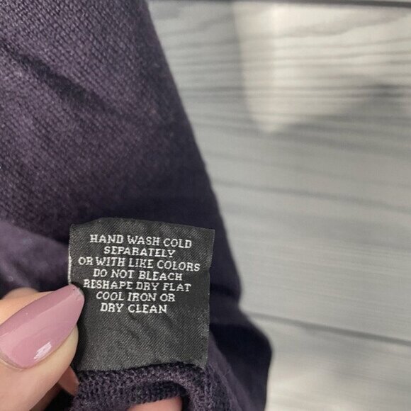 Marco Fiori 100% Merino Wool Dark Purple Pullover Quarter Zip Sweater Men Medium - Picture 5 of 7